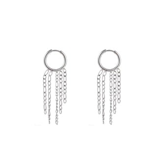 Kopen zilver Go Dutch Label Oorhangers flat chain ring