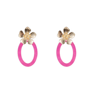 Kopen pink Day&Eve by Go Dutch Label Oorknoppen Bloem Open Ovaal