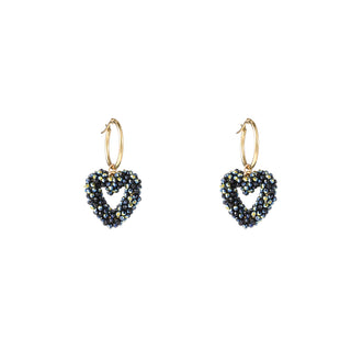 Kopen black Day&Eve by Go Dutch Label Oorhangers Kralen Hart Hoop