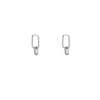 Kopen zilver Day&Eve by Go Dutch Label Oorhangers Ovaal Rechthoek Strass