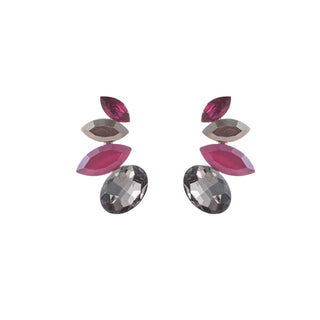 Kopen grey-mix Go Dutch Label Oorknoppen Half Flower Stone Stud Goud