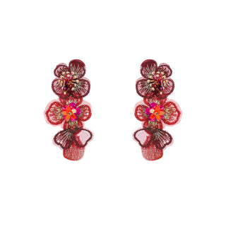 Kopen burgundy Go Dutch Label Oorknoppen Long Flower Dangle