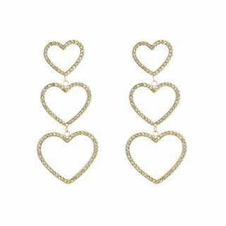 Bijoutheek Ear Studs 3 Hearts White Stones