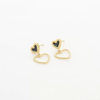 Michelle Bijoux Ear studs heart enamel and decorated