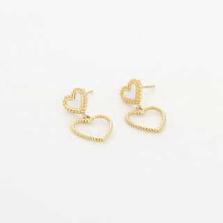 Koop white Michelle Bijoux Ear studs heart enamel and decorated