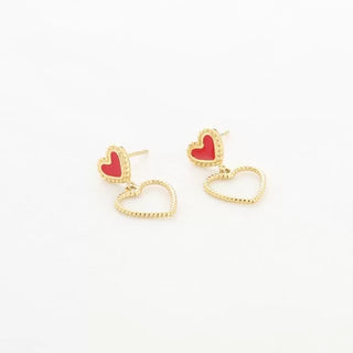 Michelle Bijoux Ear studs heart enamel and decorated