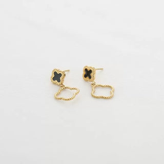 Koop black Michelle Bijoux Ear studs clover enamel and decorated