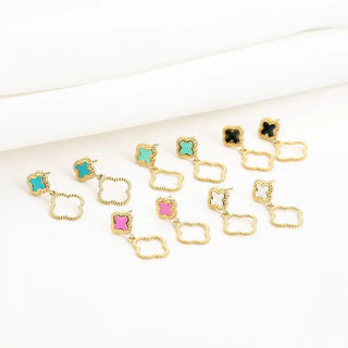 Michelle Bijoux Ear studs clover enamel and decorated