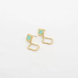 Koop green Michelle Bijoux Ear studs clover enamel and decorated