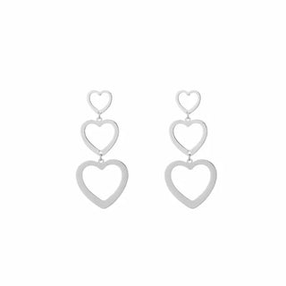 Koop silver Bijoutheek Ear Studs 3 open hearts