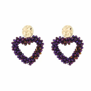 Koop purple Bijoutheek Ear Studs Beaded heart