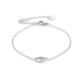 Bijoutheek Armband (Sieraad) 2 Hartjes Witte Stenen