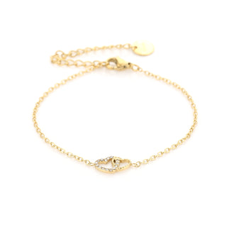 Bijoutheek Armband (Sieraad) 2 Hartjes Witte Stenen