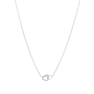 Bijoutheek Collier 2 Hartjes Witte Stenen
