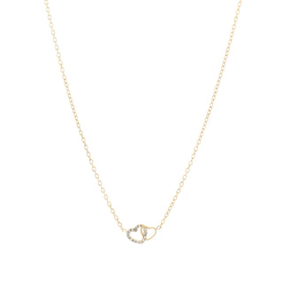 Bijoutheek Collier 2 Hartjes Witte Stenen