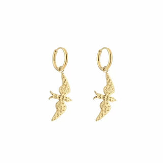 Kopen goud Bijoutheek Oorhangers Zwaluw open vleugels