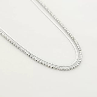 Bijoutheek Necklace Double chain smooth and with stones