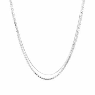 Bijoutheek Necklace Double chain smooth and with stones