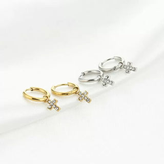 Bijoutheek Oorhangers Kruis Strass