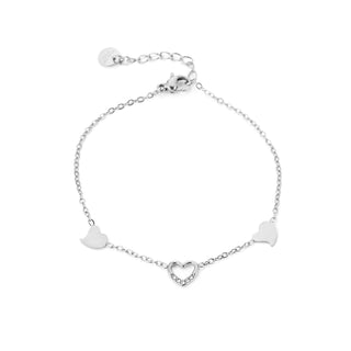 Bijoutheek-Armband (Schmuck) 3 Herzen weiße Steine