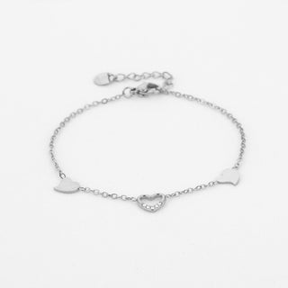 Kaufen silber Bijoutheek-Armband (Schmuck) 3 Herzen weiße Steine