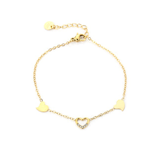 Bijoutheek Armband (Sieraad) 3 Hartjes Witte Stenen