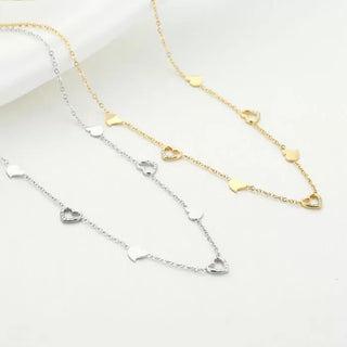 Bijoutheek Collier Hartjes Witte Stenen