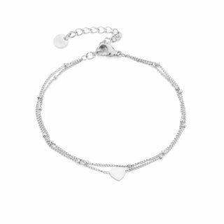 Kaufen silber Bijoutheek Armband (Schmuck) Herz 2 Kugeln Kette