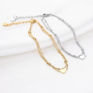 Bijoutheek Armband (Schmuck) Herz 2 Kugeln Kette