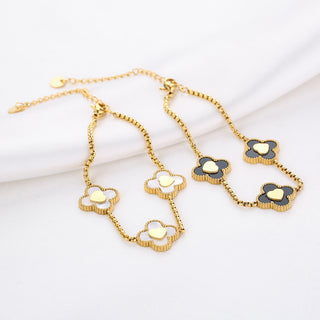 Bijoutheek-Armband (Schmuck) Kleeblätter, Herzen, Gold