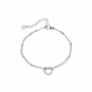 Kaufen silber Bijoutheek-Armband (Schmuck) Offenes Herz, weiße Steine