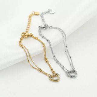 Bijoutheek-Armband (Schmuck) Offenes Herz, weiße Steine