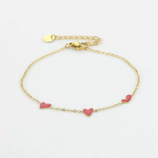 Bijoutheek Armband (Sieraad) 3 Rode Hartjes
