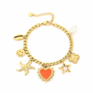 Bijoutheek Armband (Sieraad) Bedels Oranje Hart