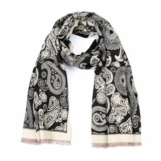Kopen zwart Bijoutheek Sjaal (Fashion) paisley motief (185cm x 62cm)