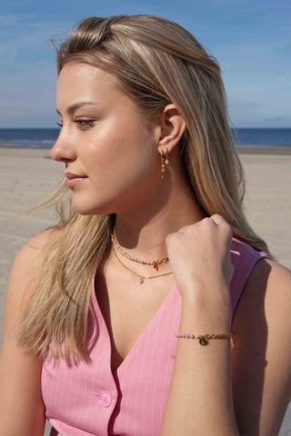 Solid Gold Edelsteen Tussenstuk Armband - Roze Opaal