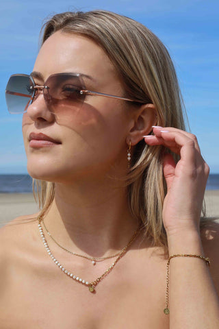 Solid Gold Edelsteen Tussenstuk Armband - Mother Of Pearl