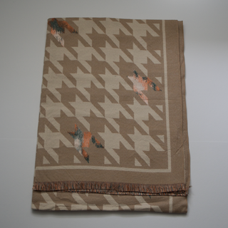 Kopen beige Bijoutheek Sjaal (Fashion) Pied-de-poule patroon (190 x 70cm)
