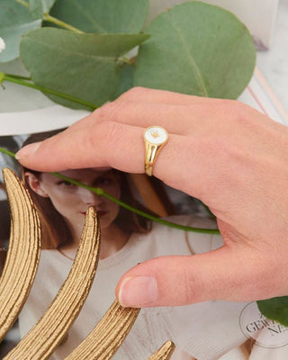 Ania Haie Mother of Pearl Emblem Signet Ring - BijoutheekAnia Haie Mother of Pearl Emblem Signet RingAnia Haie