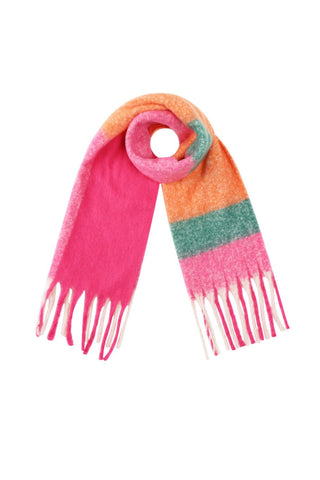 Kopen deep-pink Bijoutheek Sjaal (Fashion) Geblokt Winter Franjes