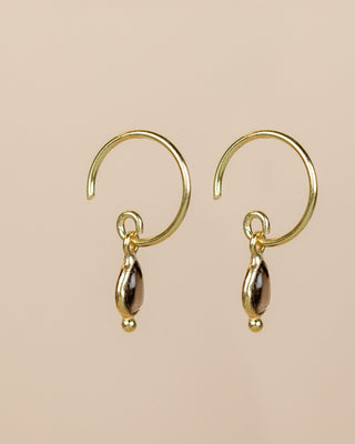 Muja Juma Oorhangers Baeus smokey quartz 3x5mm drop