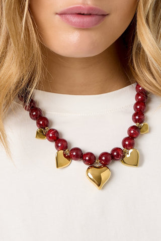 Bijoutheek Collier Statement Kralen Harten