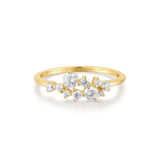 ANIA HAIE Chic Creator | Gold Flower Cluster Pavé Ring Maat 56