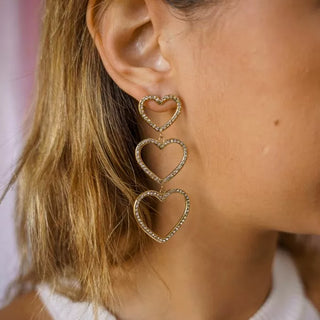 Bijoutheek Ear Studs 3 Hearts White Stones