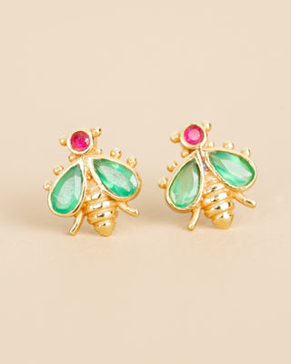 Muja Juma Oorknoppen  Bumblebee green agate drop