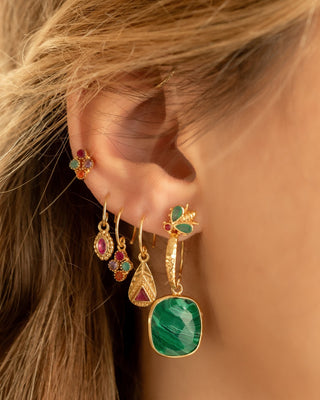 Muja Juma Oorknoppen  Bumblebee green agate drop