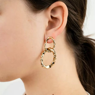 Bijoutheek Oorknoppen 2 Bewerkte Hoops (4-5cm)