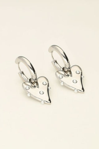 Kopen zilver My Jewellery Grote oorringen met hart en parels