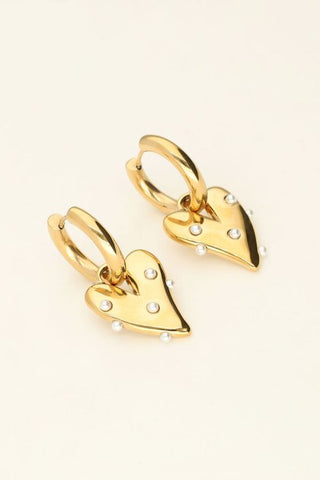 Kopen goud My Jewellery Grote oorringen met hart en parels