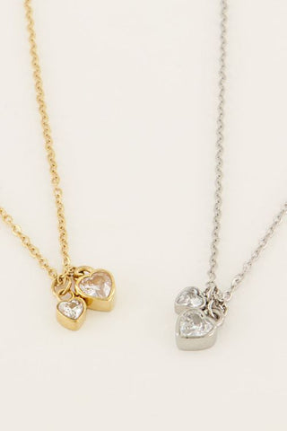 Kopen zilver My Jewellery met twee strass hartjes